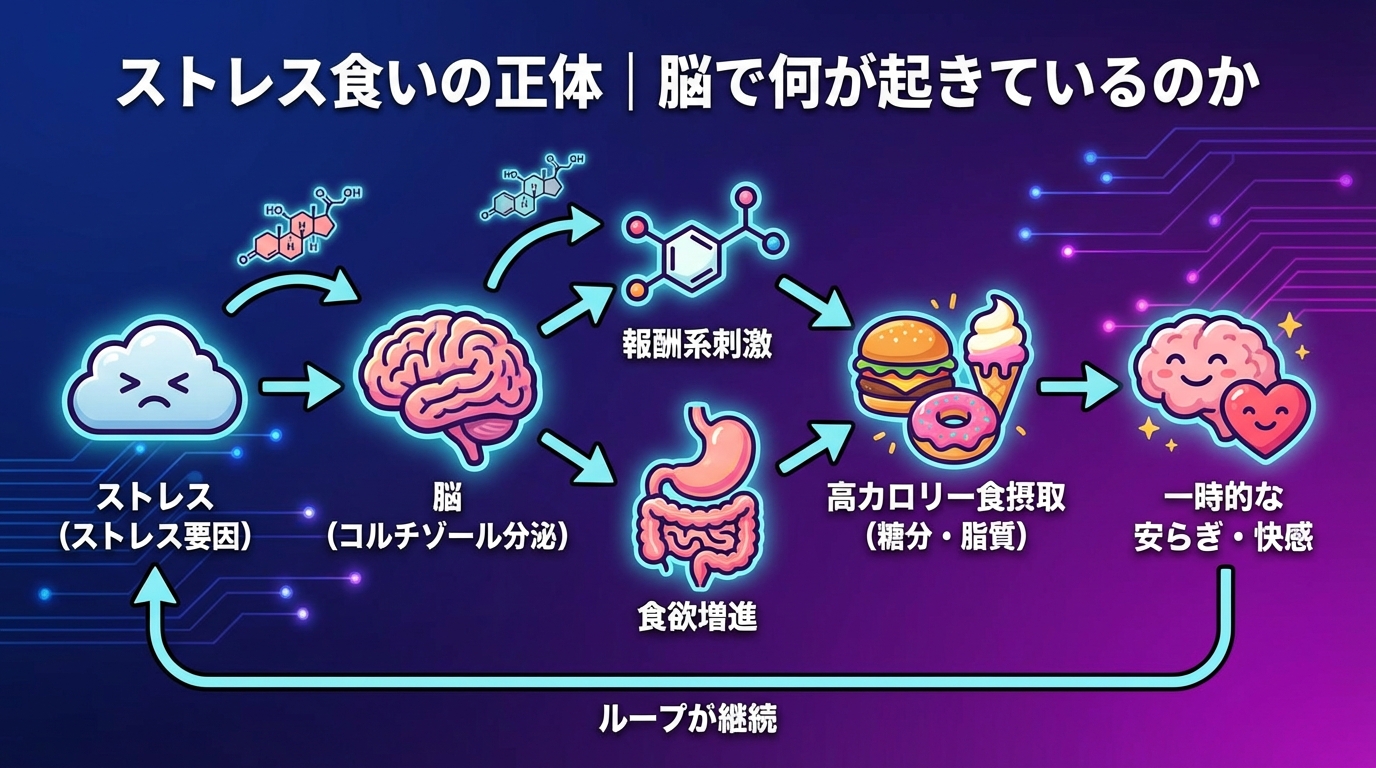 ストレス食いの正体|脳で何が起きているのかの図解