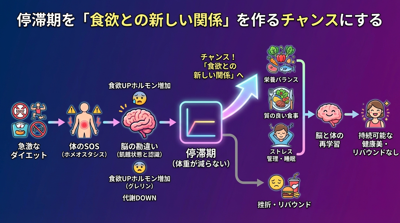 停滞期を「食欲との新しい関係」を作るチャンスにするの図解
