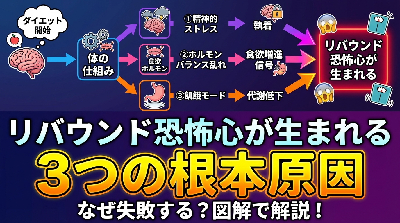 リバウンド恐怖心を克服する方法|食欲コントロールで二度と戻らない体へのアイキャッチ画像