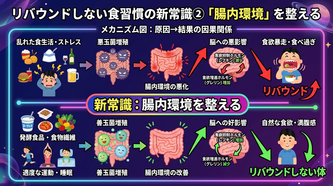 リバウンドしない食習慣の新常識②「腸内環境」を整えるの図解
