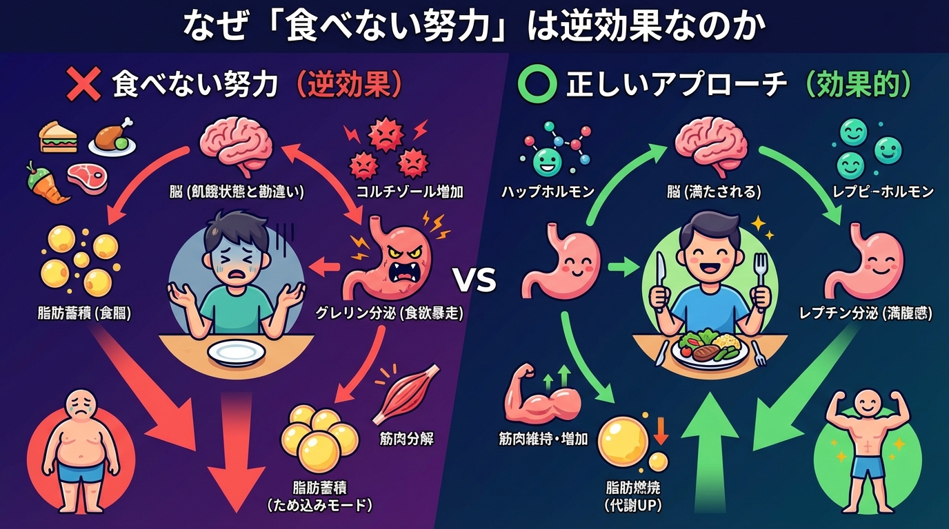 なぜ「食べない努力」は逆効果なのかの図解
