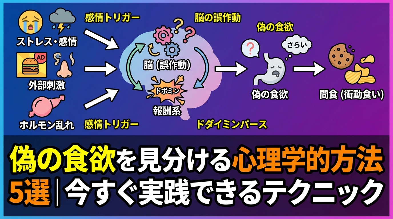 偽の食欲を見分ける心理学的方法5選｜感情的食欲の正体と対処法に関する図解3
