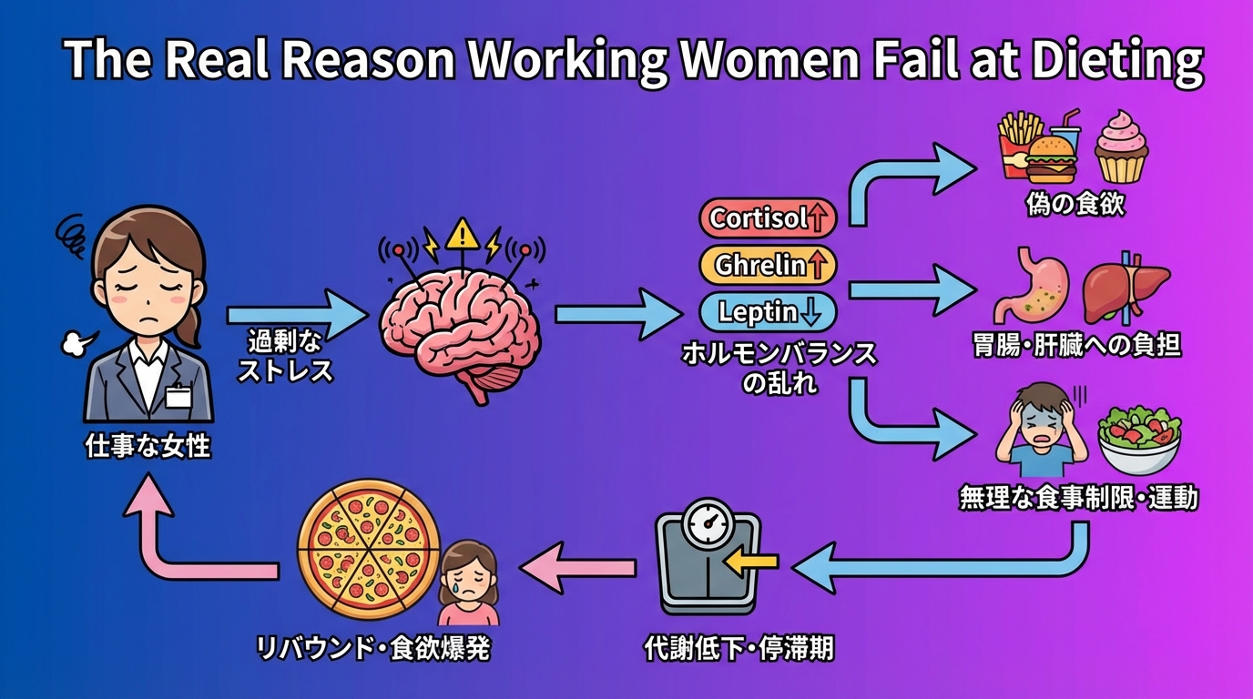 働く女性がダイエットに失敗する本当の理由の図解