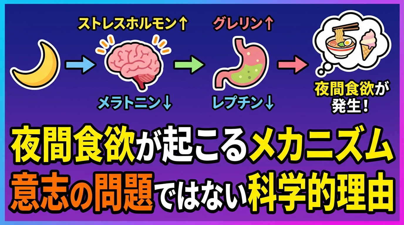 夜中の食欲と罪悪感｜自分を責めずに食欲と向き合う方法に関する図解