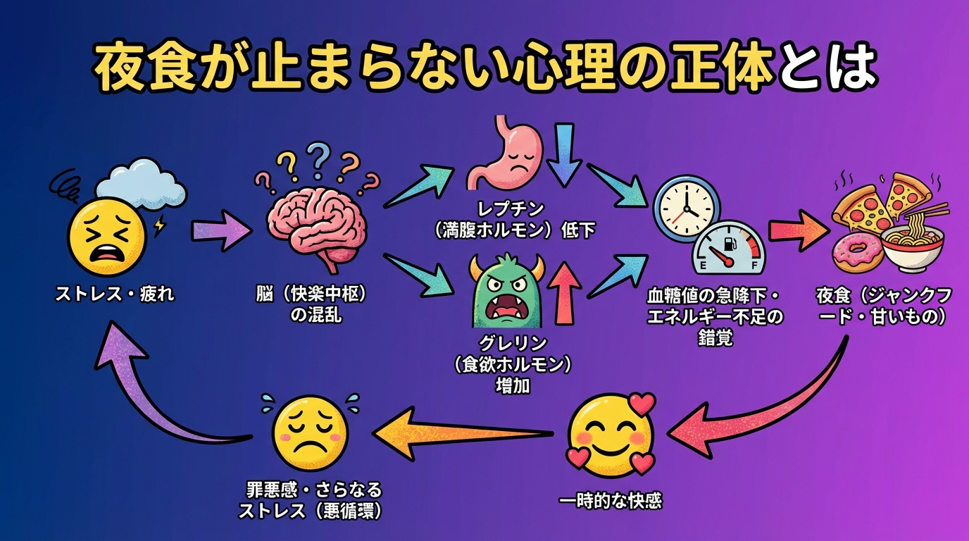 夜食が止まらない心理の正体とはの図解