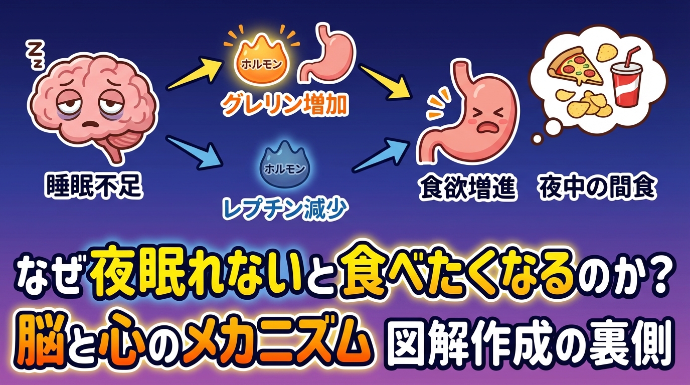夜眠れないから食べちゃう…そのメカニズムと根本的な解決法のアイキャッチ画像
