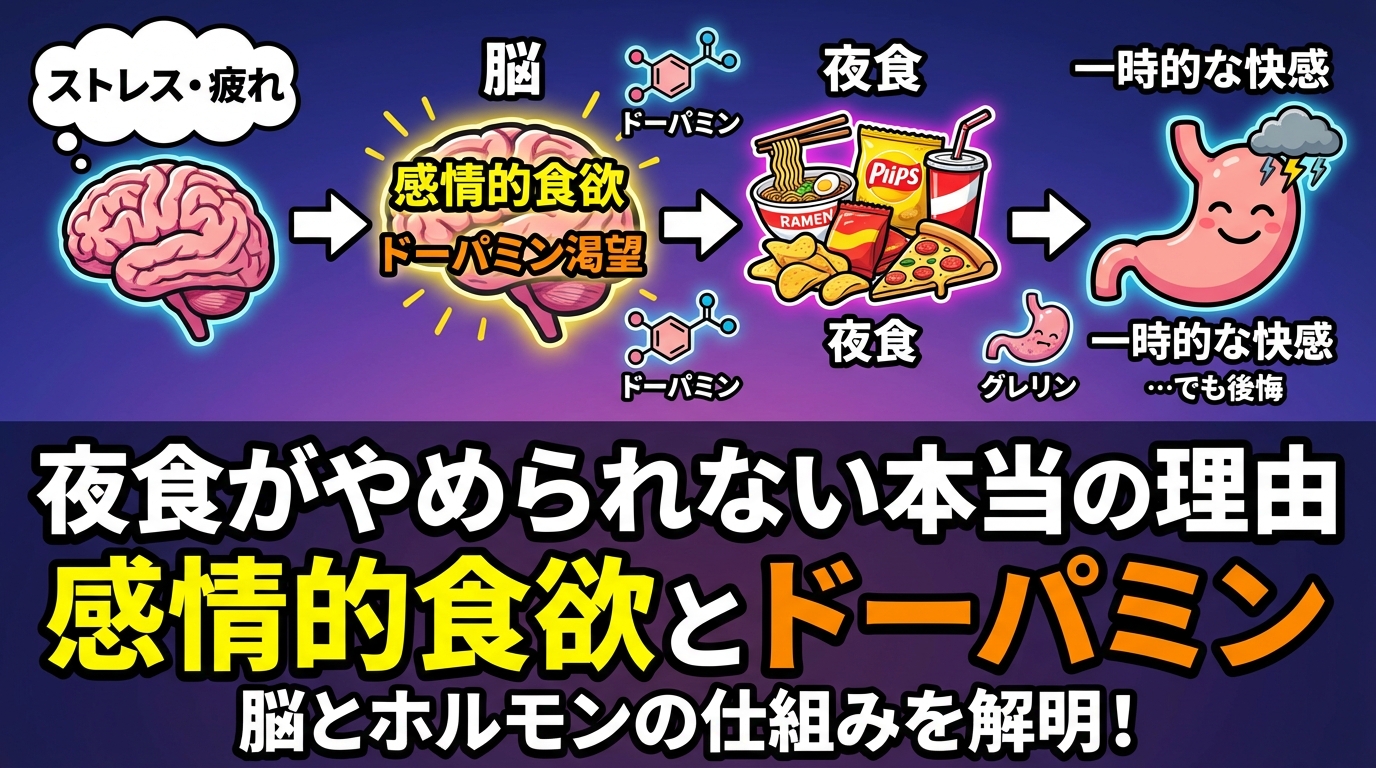 夜食習慣をやめたい人必見！心理メカニズムから解決する5つのステップのアイキャッチ画像