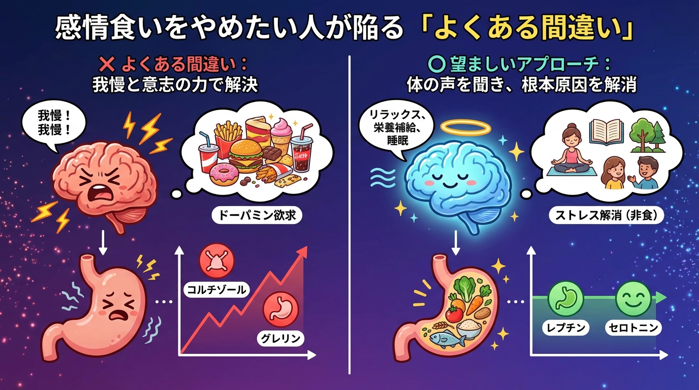 感情食いをやめたい人が陥る「よくある間違い」の図解