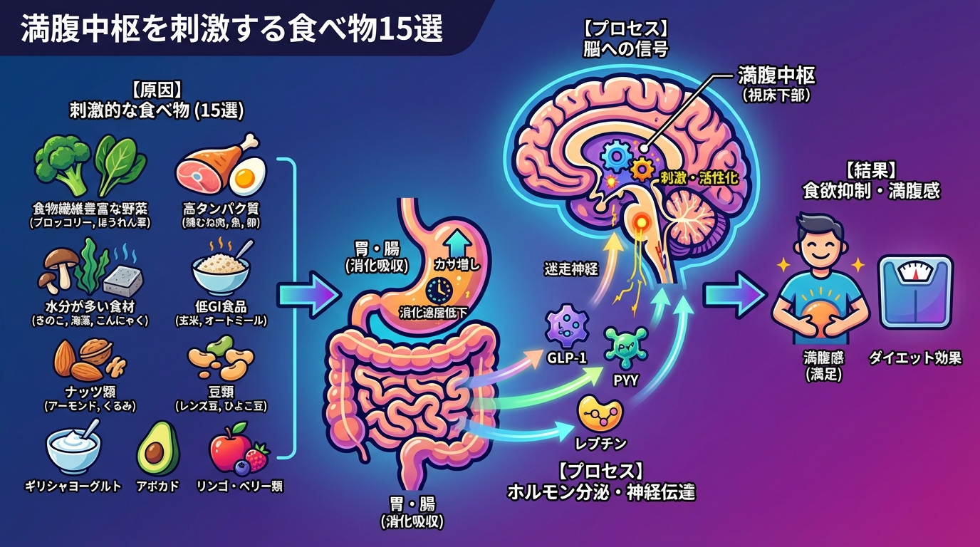 満腹中枢を刺激する食べ物15選の図解