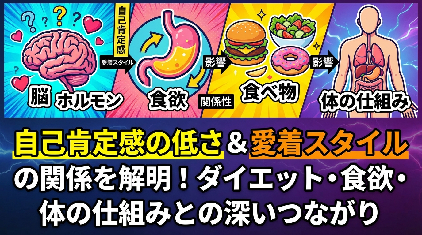 自己肯定感が低いと過食が止まらない理由と改善法｜自分を責めずに食欲を整えるに関する図解