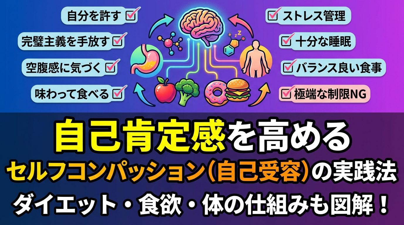 自己肯定感が低いと過食が止まらない理由と改善法｜自分を責めずに食欲を整えるに関する図解2