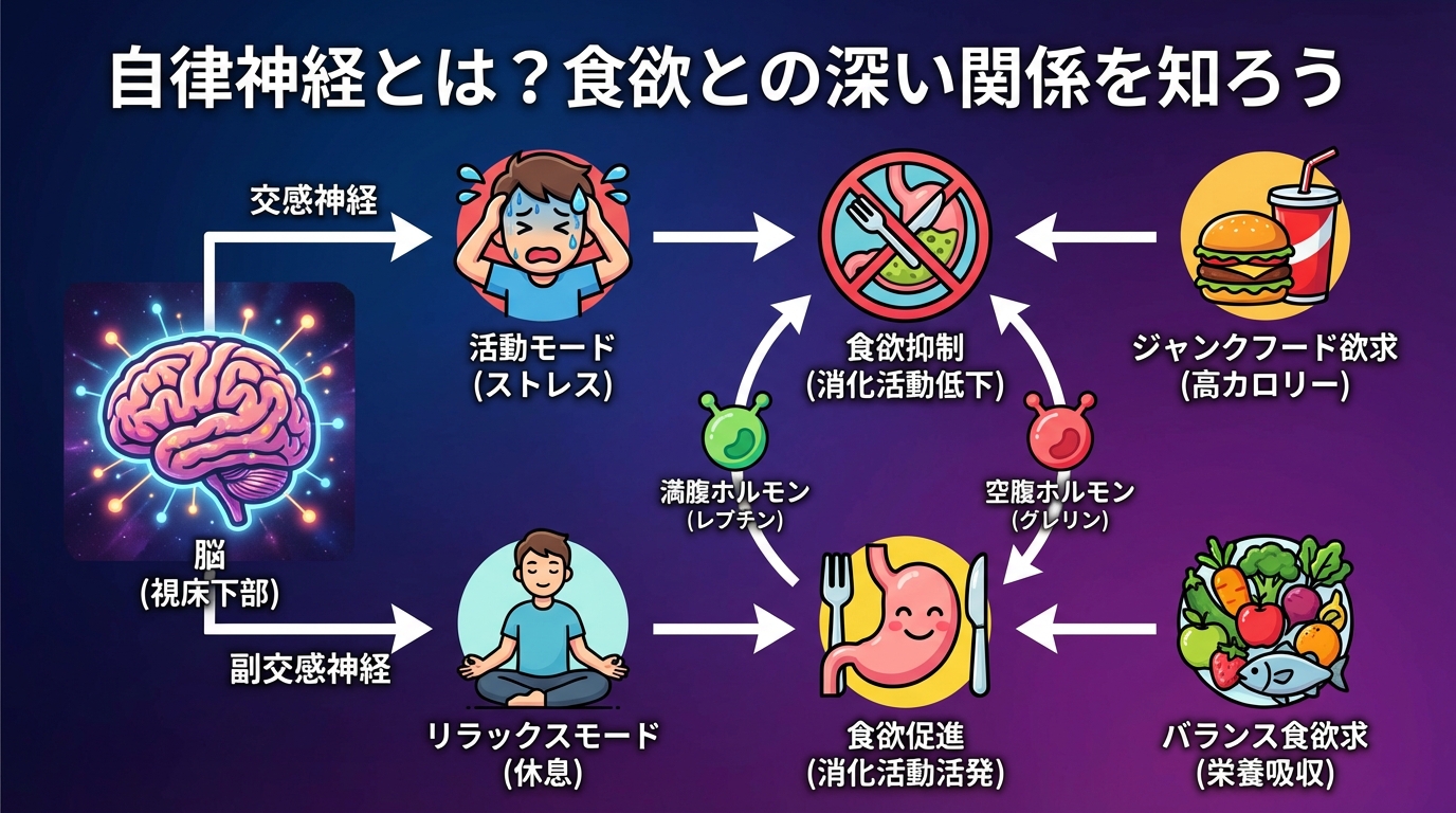 自律神経とは?食欲との深い関係を知ろうの図解