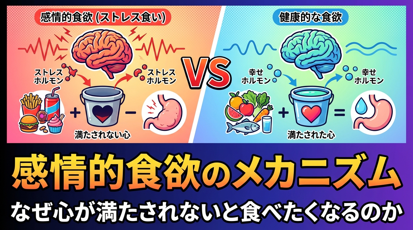 食欲が自然に減る心理メカニズムとは？意志を使わずにコントロールする方法に関する図解