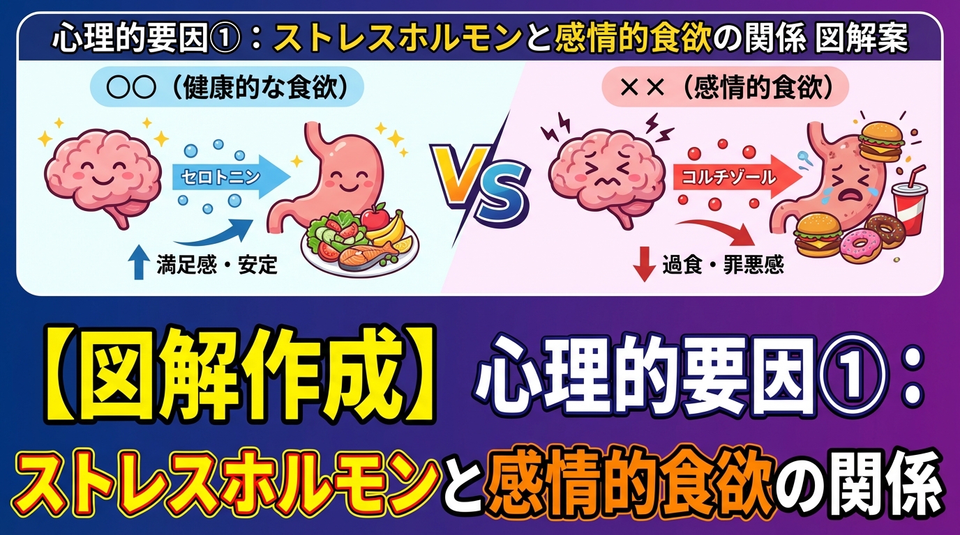 リバウンドを繰り返すあなたへ：心理的要因を解消する3つの解決策に関する図解